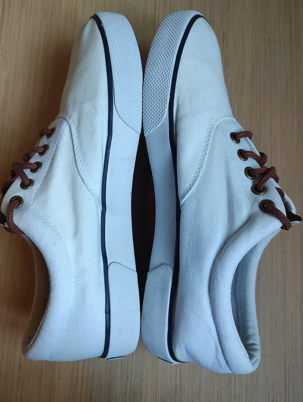 Polo Ralph Lauren Forestmont II Canvas Sneakers Lace Up White Brown Pony 9.5